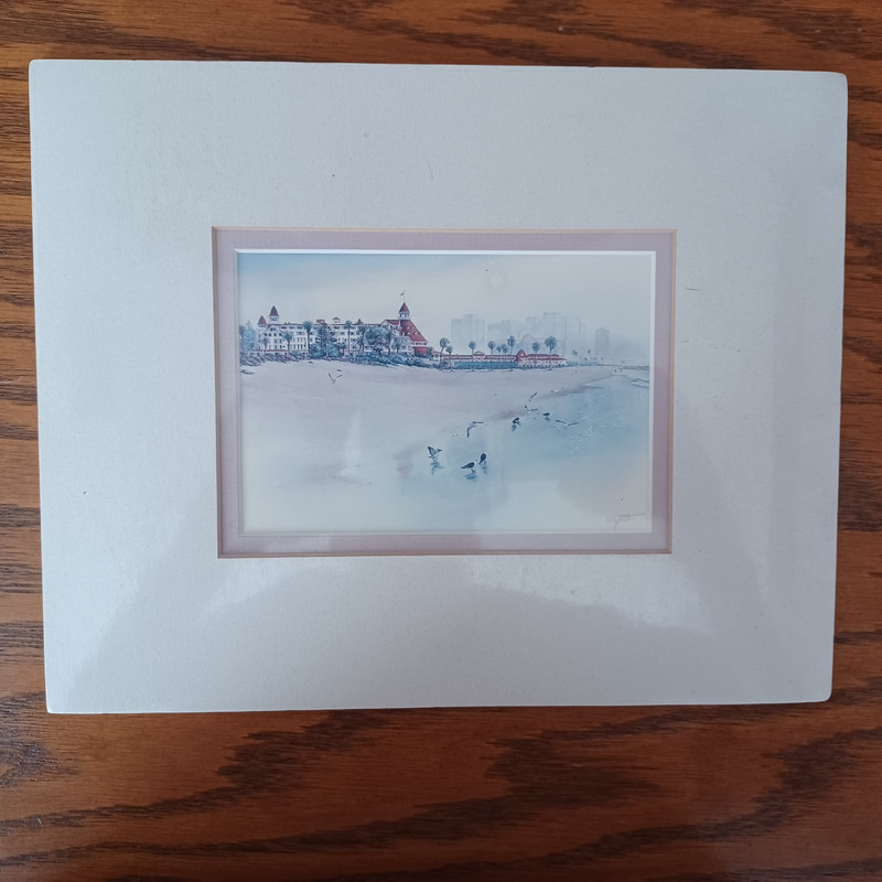 John Yato Hotel Del Coronado San Diego California Signed Watercolor Lithograph