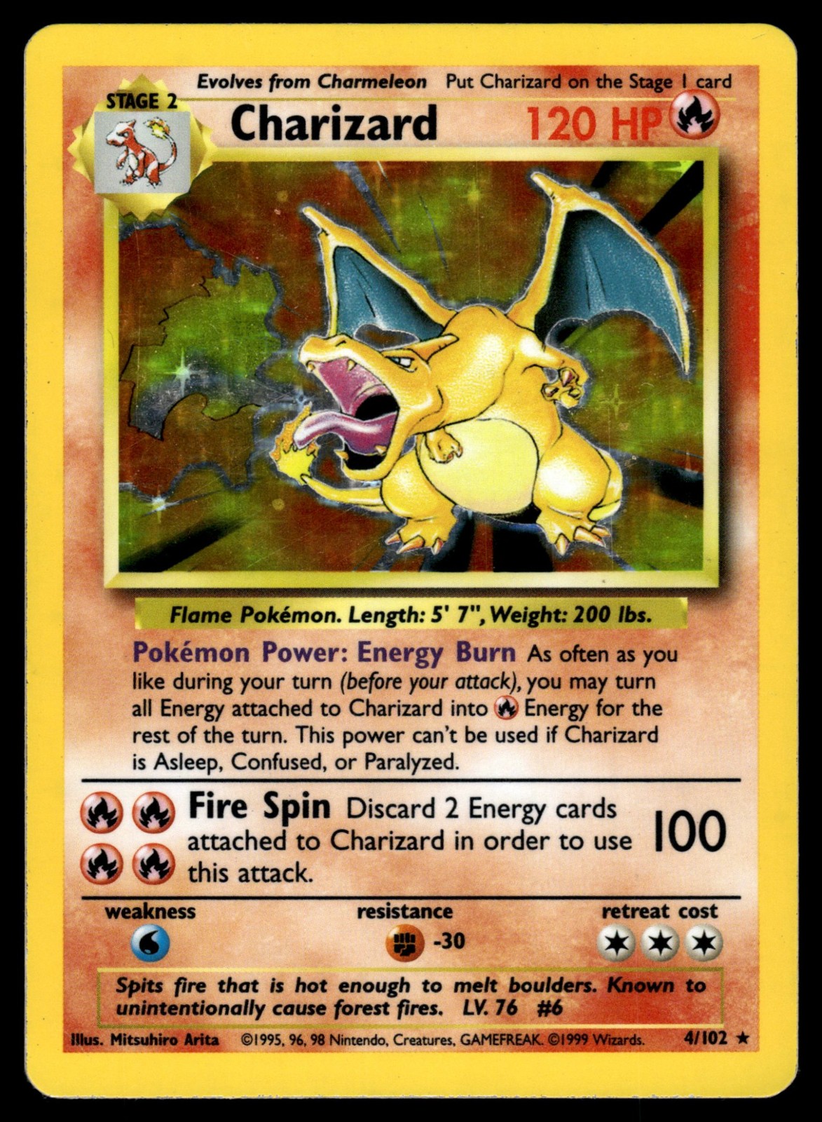 Charizard Holofoil 004/102 Base Set MP