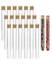 Pack of 20 Clear Plastic Test Tubes with Corks 16x150mm 20mL Party Favors