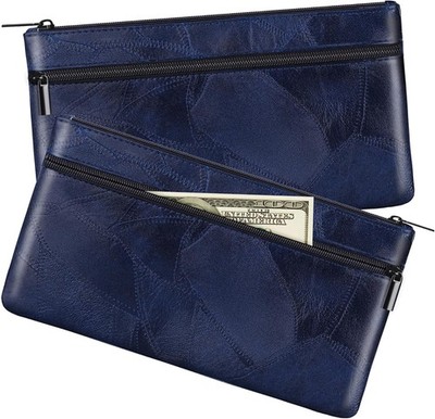 HAUTOCO 2 Stück Geldtaschen Banktasche PU-Leder Texturiert Bankmappe mit 