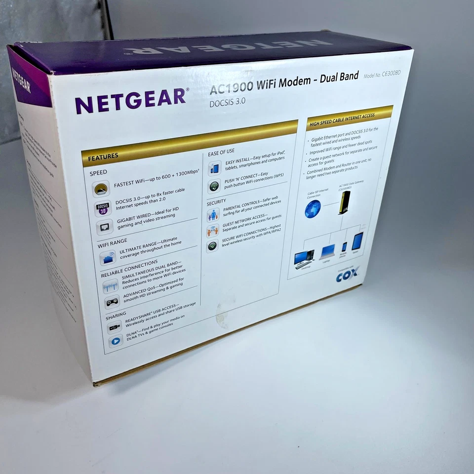 *NEW IN BOX* Netgear C6300BD AC1900 Docsis 3 Cable Wifi Modem Wireless Router - Image 4 of 4