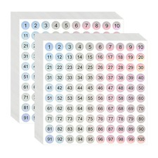 2000 Pcs 0.4 Inch Consecutive Number Stickers,1-100 Inch, Gradient Color