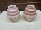 PAIR ART DECO SKYSCRAPER MILK GLASS PENDANT LAMP SHADES 5” TALL 2 1/4” FITTER