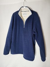 Orvis Sherpa Lined 1/4 Zip large Fleece Quarter Zip Blue XXL Mens. Pockets