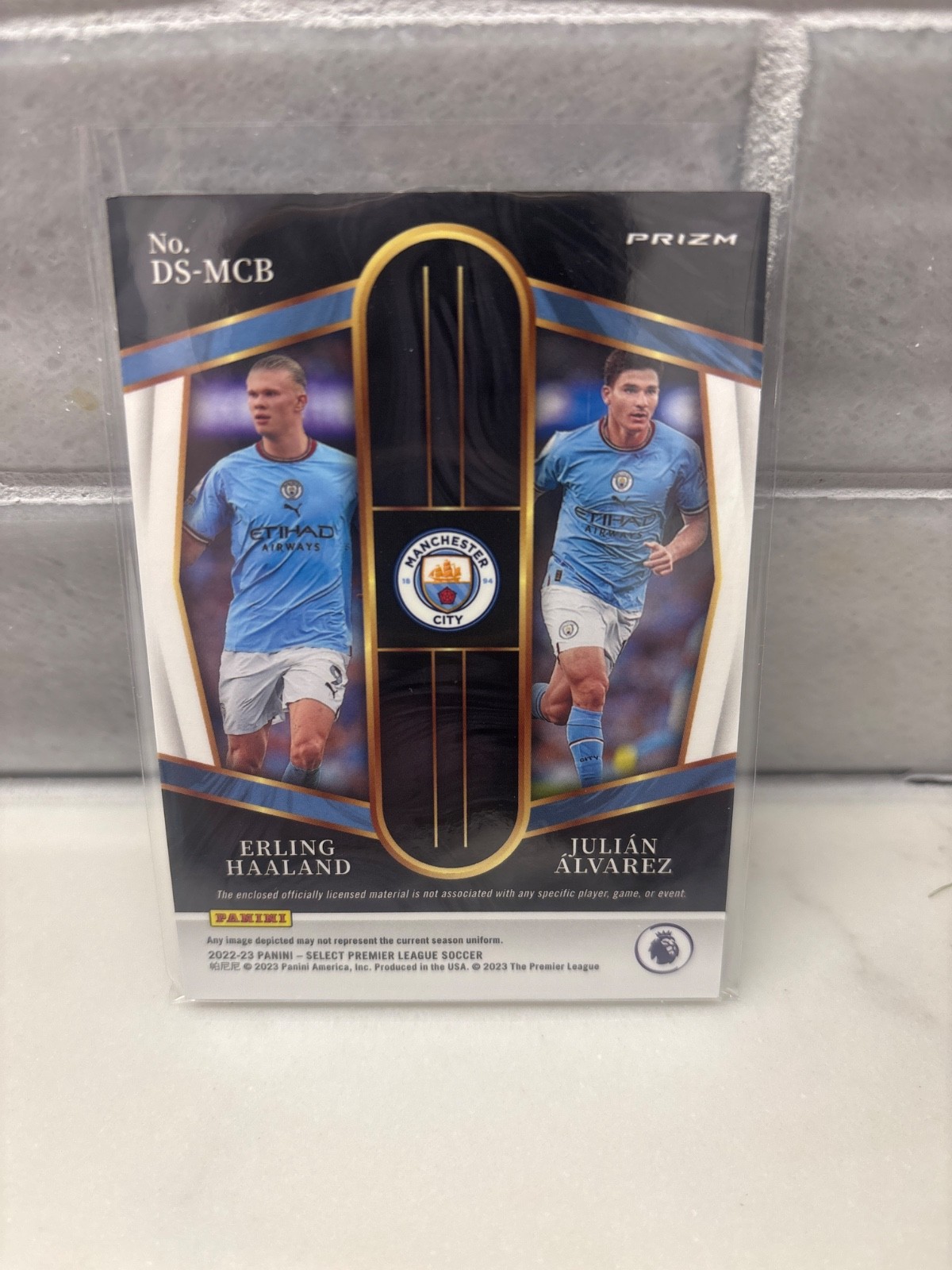 2022-23 Select Premier League Erling Haaland Julian Alvarez Dual Swatches view 2
