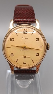 Vintage 1960s Smiths Astral 15 Jewel England Manual Wind Crosshair Watch Running