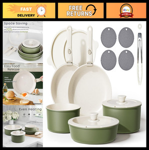 Detachable Nonstick Cookware Set - Stackable Induction Pots & Pans, 5 Pieces, Gr