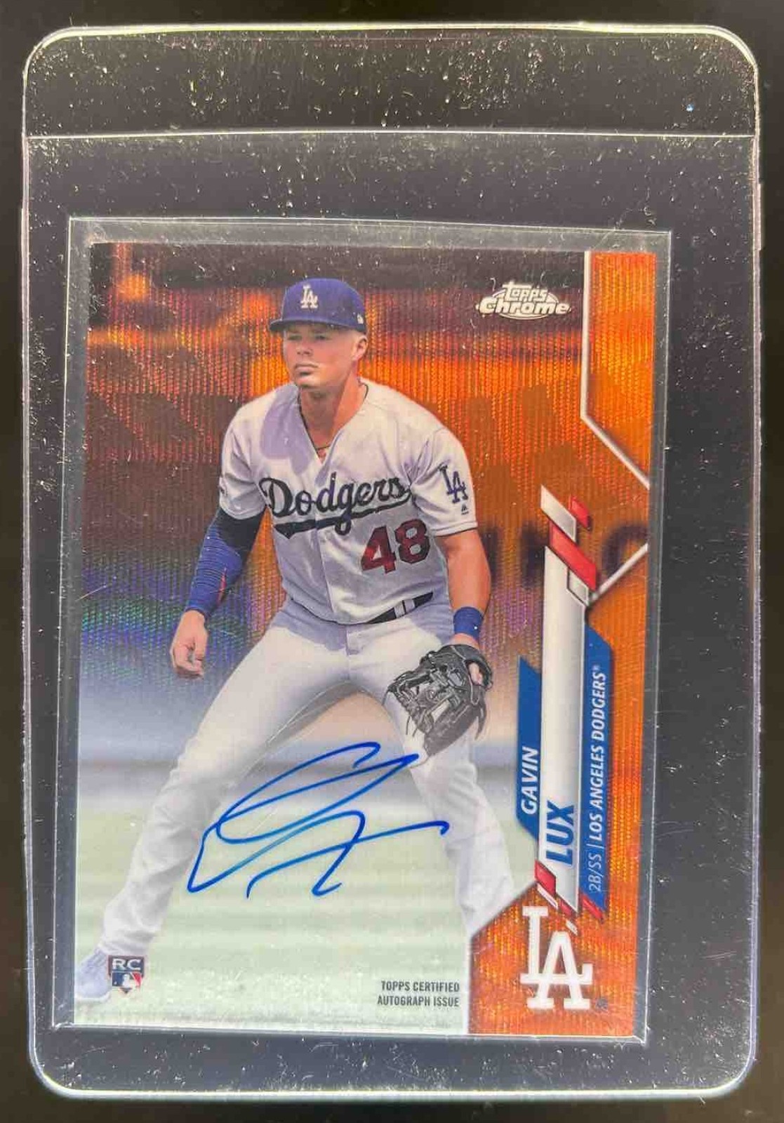 2020 Topps Chrome Gavin Lux Rookie Auto RC Orange Wave Refractor #/25 Dodgers