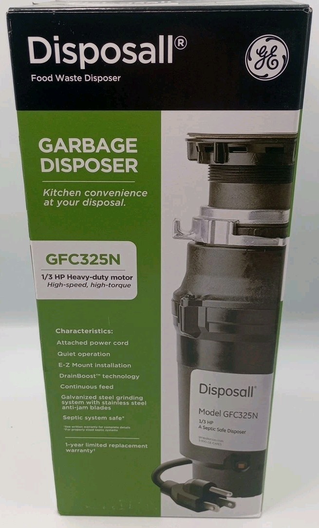 GE 1/3 HP Garbage Disposal GFC325N Continuous Feed Heavy Duty NEW SEE PHOTOS 