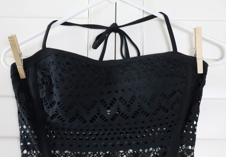 ROBIN PICCONE NUEVO $178 Traje de baño de una pieza de ganchillo transparente Traje de baño Talla 10 Foto 3 de 4