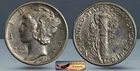 1936 Mercury Dime, Almost Uncirculated+, FSB, Full Split Bands, RRCA, C8349