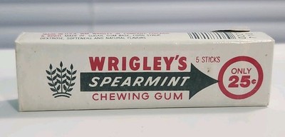 Sealed! Vintage 1980s Pack Of Wrigley s Spearmint Chewing Gum - 5 Sticks