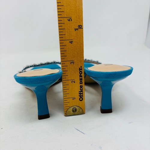 UNISA Kitten Heel Sandals Womens Size 9.5 Strappy Turquoise Pearl Rhinestone - Picture 7 of 8