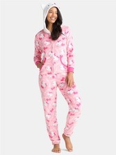 Hello Kitty Womens M Union Suit One Piece Pajamas Pink Halloween Costume Sanrio