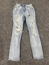 American Eagle Outfitters Jeans Womens 2 Light Wash High Rise Mom Distressed