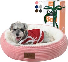 23in Pink Round Cat Dog Bed for Large Medium Small Dogs Cats, Machine Washable S