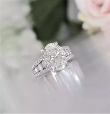 3Ct Oval Cut Lab Created Diamond Ring Wedding Engagement 14k White Gold Plated