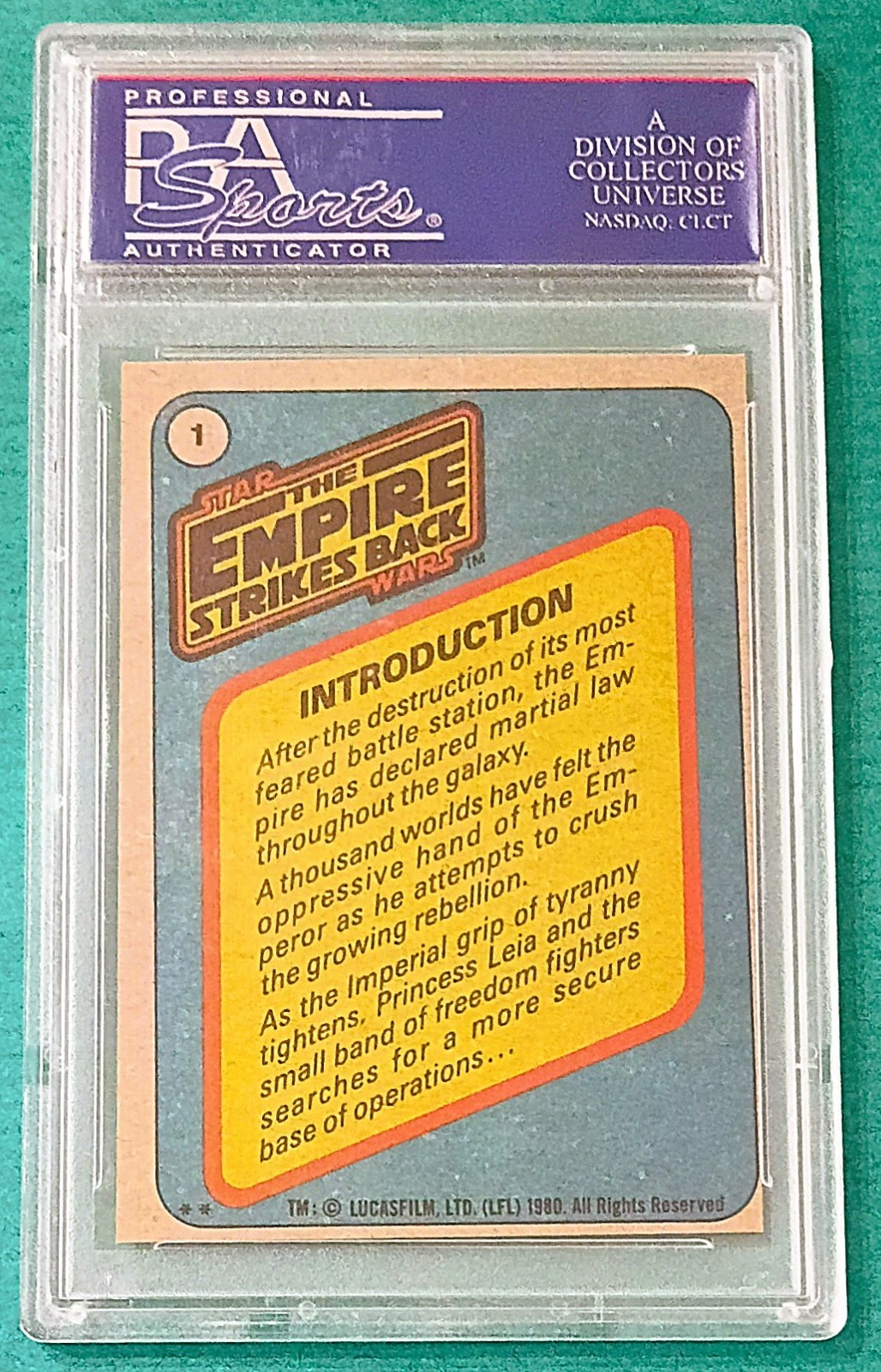 1980 Star Wars Empire Strikes Back #1 Introduction PSA 8 NM-MT Vintage Topps view 2