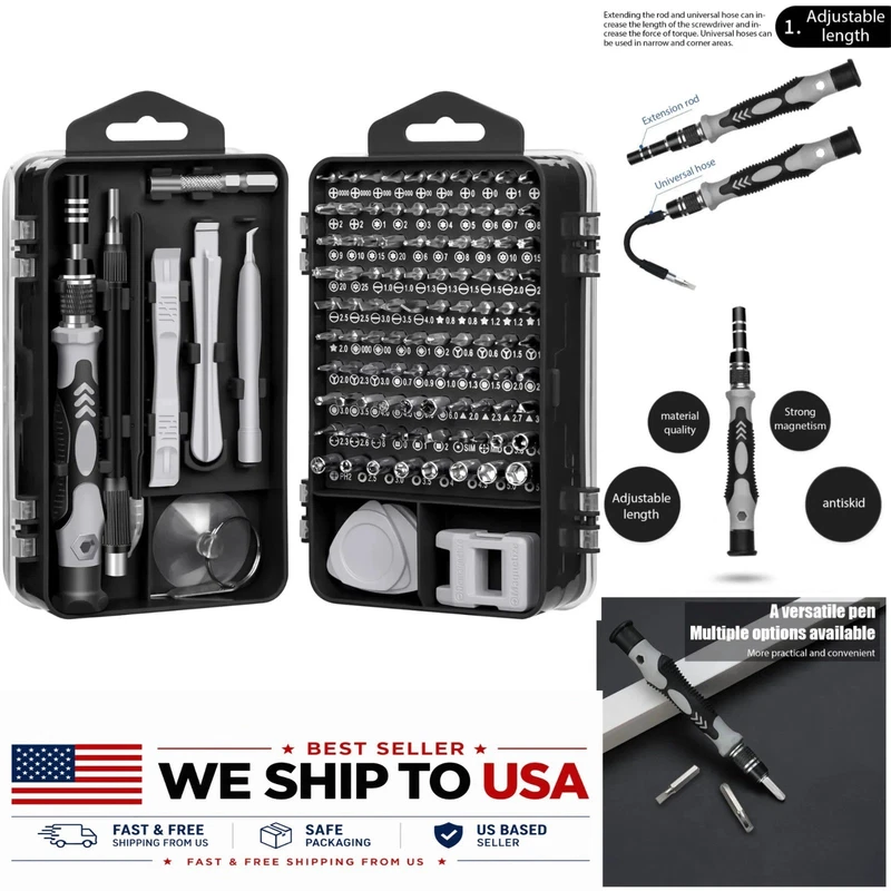 115-in-1 Precision Screwdriver Set Magnetic Bits Electronics Repair