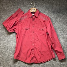 Wrangler Pearl Snap Shirt Men s Size XL Red Western Long Sleeve Cowboy
