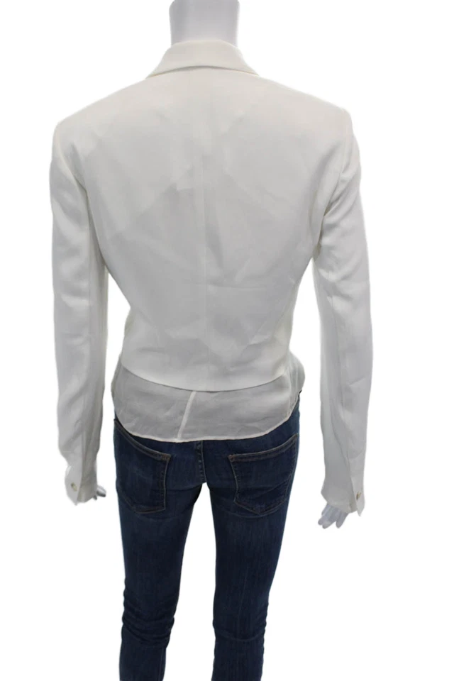 Blazer Elizabeth and James Mujer Texturizado Manga Larga Plisado Blanco Talla 4 Foto 4 de 4