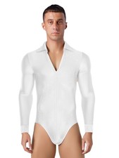 US Men's Latin Ballroom Dance Costume Sparkly Rhinestone Modern Dance Bodysuit