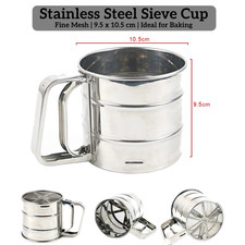 Stainless Steel Sieve Cup Sifter Baking Tool New Kitchen Floor Cocoa Icing Sugar