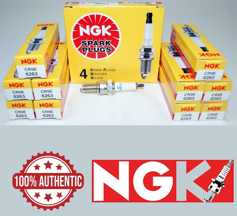 Set of 10 Genuine NGK 6263 Nickel Spark Plugs CR9E Threaded Tip