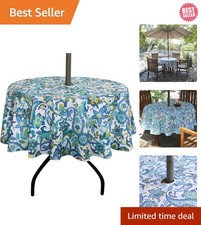 Durable 60-Inch Round Tablecloth - Zippered Design for Indoor/Outdoor Gatherings