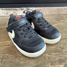 Nike Court Borough Low 2 SE Kids Sneaker Black White Leather Hook Loop US 7C