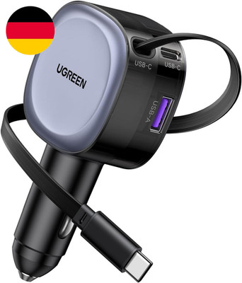 UGREEN Zigarettenanzünder USB C 75W Einziehbares Auto Ladegerät KFZ Ladegerät 60