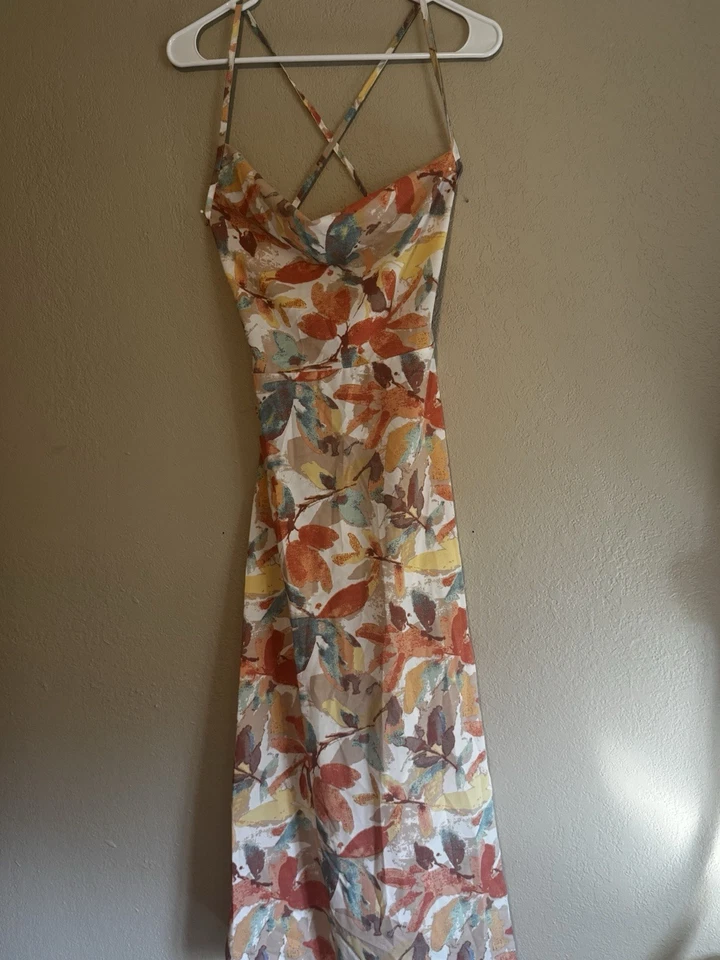 Vestido Zaful Hojas Otoño Naranja Y Amarillo Talla Grande Foto 2 de 4