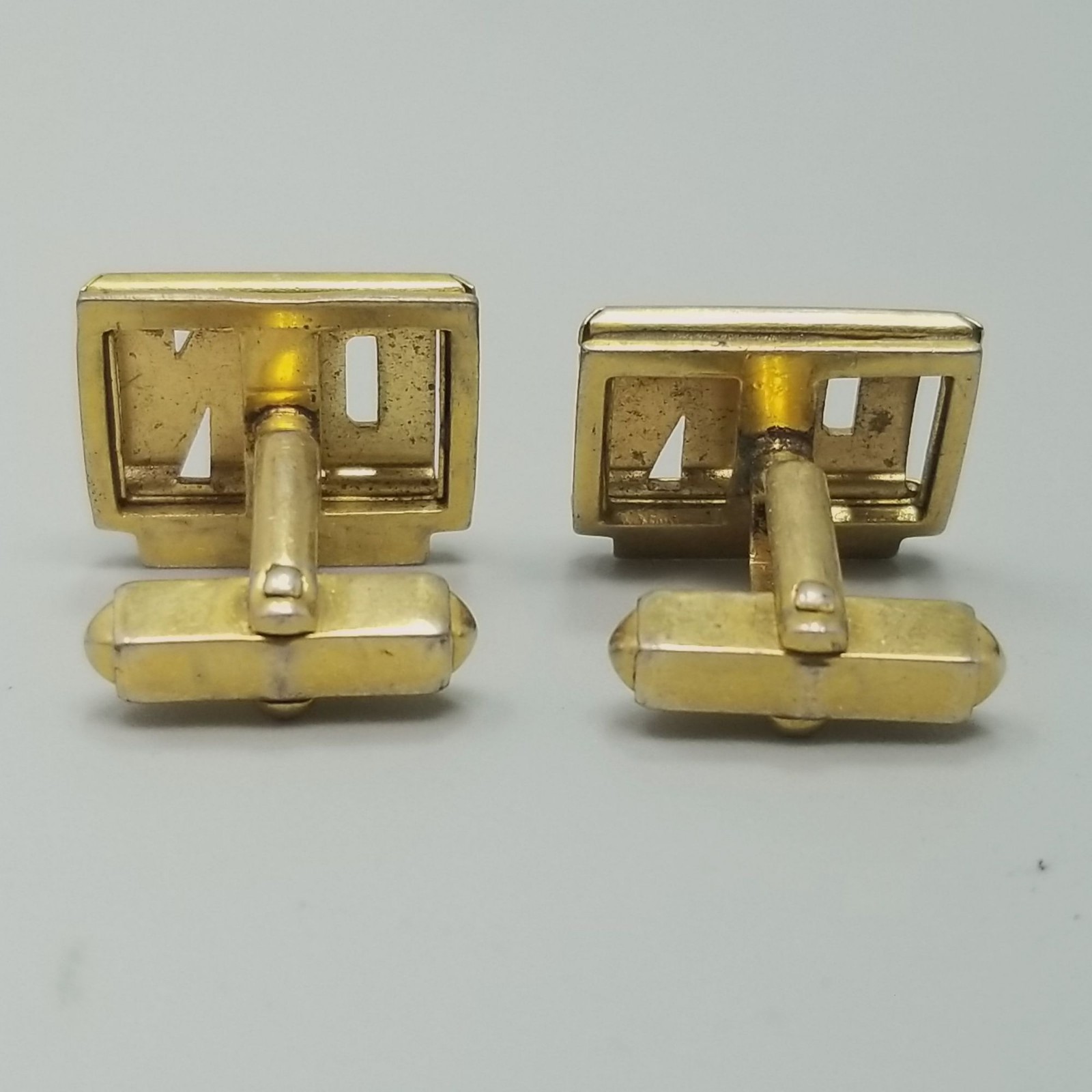 Vintage DN Monogram Rectangle Cufflinks Gold Tone… - image 3