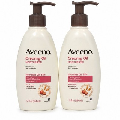 Sealed Aveeno Creamy Oil Moisturizer 12 oz Lot of 2 Discontinued Dry Skin