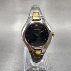Seiko Watch Women 25mm Black Dial Two Tone Round 1n00-0RC0 New Battery