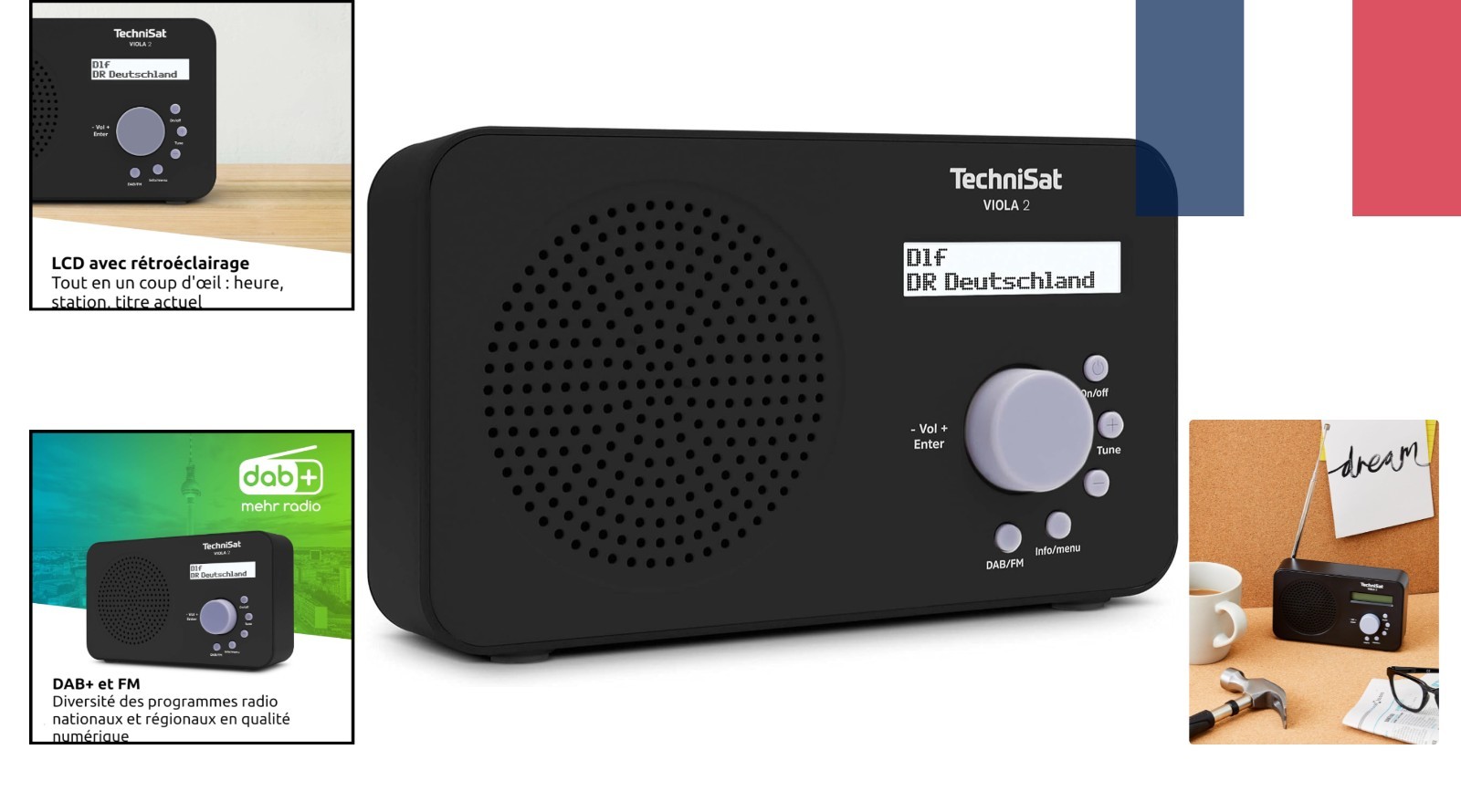 Radio portable DAB+ FM à piles TechniSat VIOLA 2 petit format avec antenne télescopique