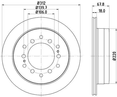 HELLA 8DD 355 114-861 BRAKE DISC Rear (PAIR)