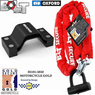 Bolzen Motorrad Kettenschloss 1,8 m + Oxford Beast Anker verkauft sicher Sicherheit Paket