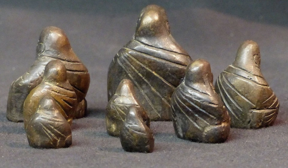 D art chine 18ème statuettes bronze 8 poids à opium Bouddha rare figurines 475g - Photo 4/4