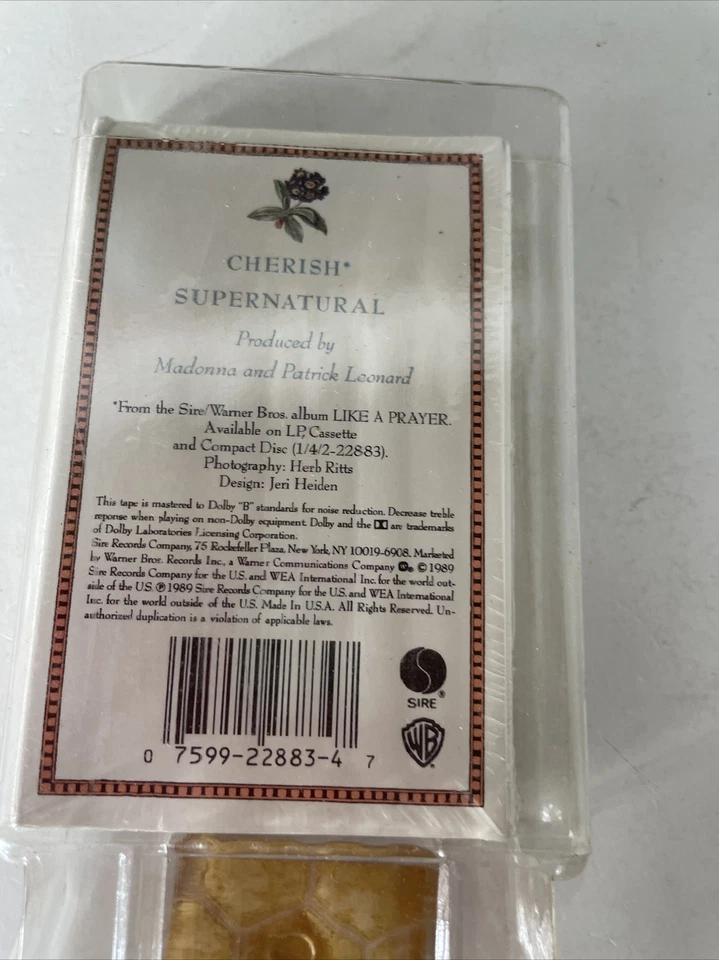 Madonna Cherish/Supernatural Single Rare cassette single New Sealed 1989 Vintage - Image 3 of 4