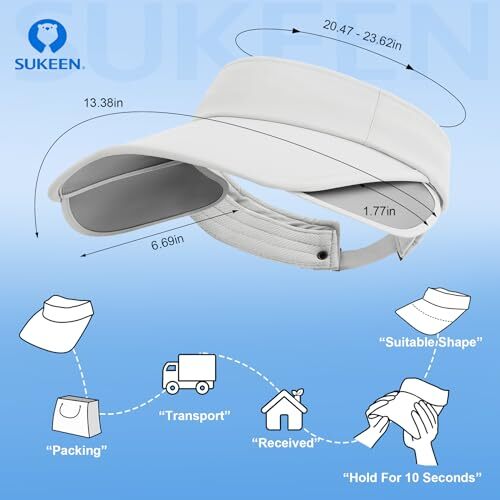 Sukeen Wide Brim Sun Visor for Women&Men Retractable Visors Hat with UV Prote... - Picture 3 of 7