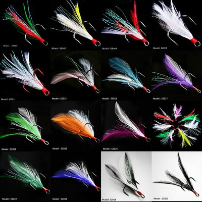 20pcs Fishing Hooks Treble With Feather For Minnow Fishing Lures Crankbaits sz07