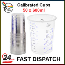 Professional Calibrated Plastic Paint/Water Based Mixing Cups/Pots 600cc x 50