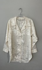 Vintage Victoria  s Secret Gold Label Print 90s Cream Sleep Shirt Pajama Classy