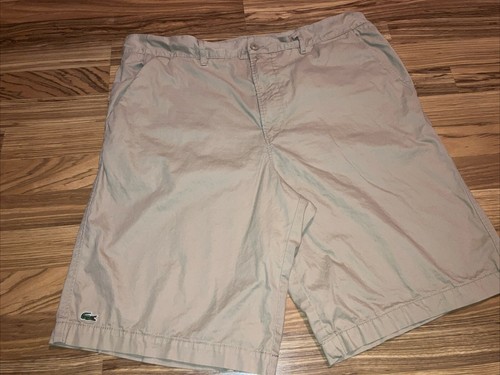 Lacoste Shorts Men 30 Khaki Chino Golf Tennis Beige Preppy Casual XL Fit - Picture 2 of 7