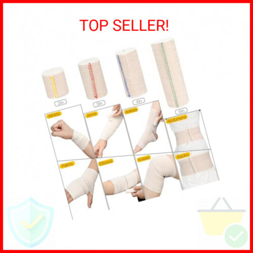 2/6/12 Pack 4" Premium Elastic Bandage Wrap, Reusable Hook and Loop Compression - Picture 2 of 2