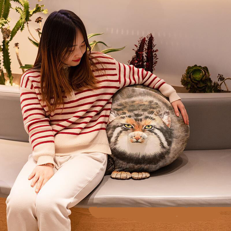 3D Novelty Pallas' Cat Plush Toys Stuffed Doll Throw Pillow