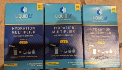 3 × LIQUID IV Hydration Multiplier LEMON LIME 6 Sticks (18 total) 02/25 Exp.
