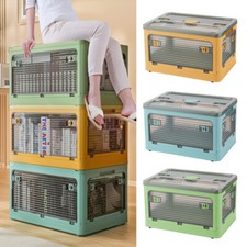 20-94L Large Folding Storage Box Stackable Containers Plastic Collapsible Crates
