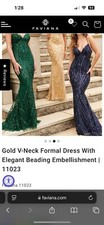 Prom Dress Size 8 Faviana 11023 V-Neck Navy Dress With Elegant Beading